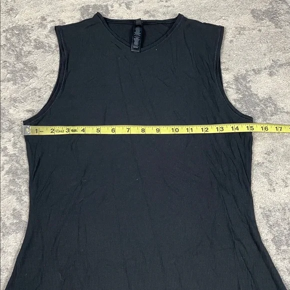 New Skims Black Soft Lounge V Neck Tank Mini Dress Rib Knit Sz L - Picture 8 of 12